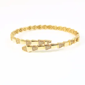 10K Yellow Gold Crossover Cubic Zirconia Bangle with hinge 9.5g