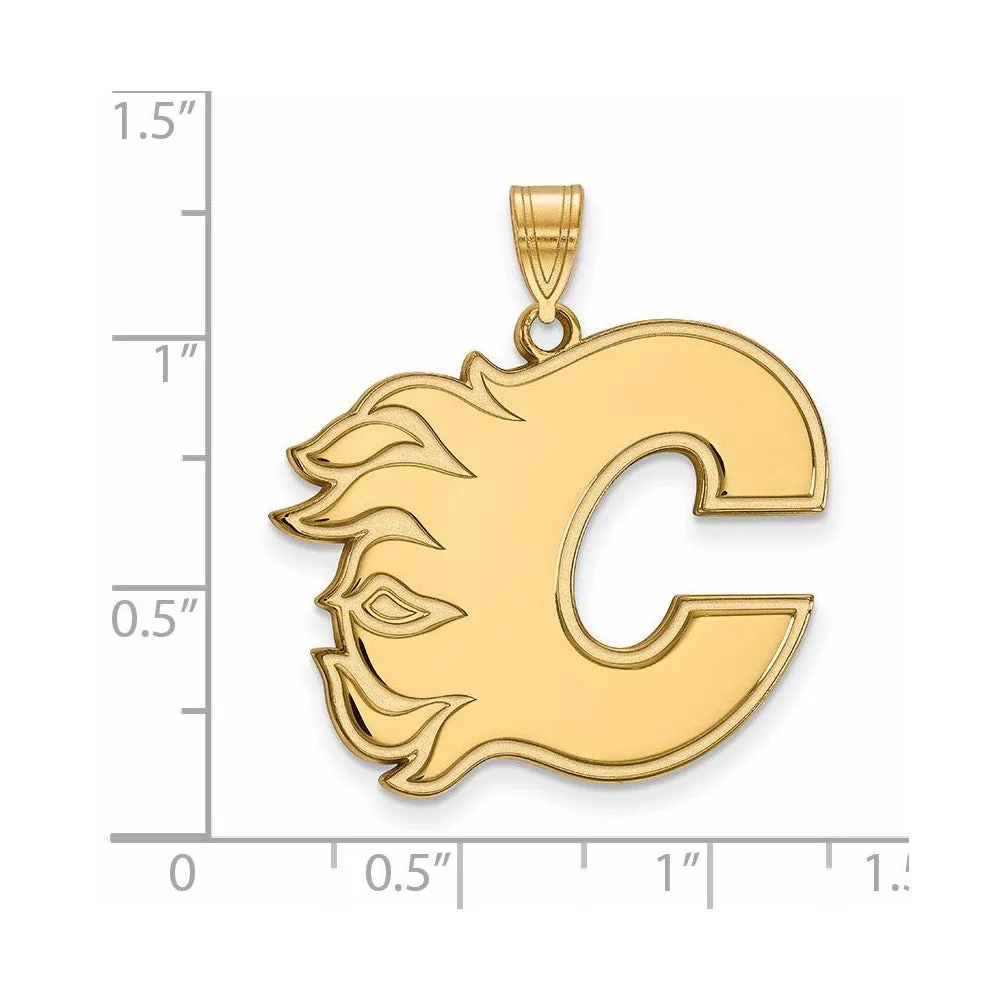 10k Yellow Gold NHL Calgary Flames XL Pendant