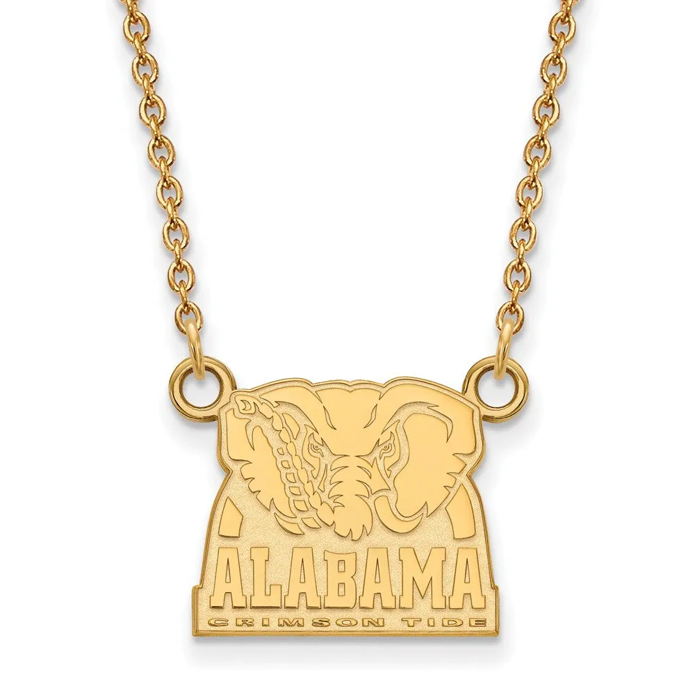 10k Yellow Gold U of Alabama Small Crimson Tide Pendant Necklace