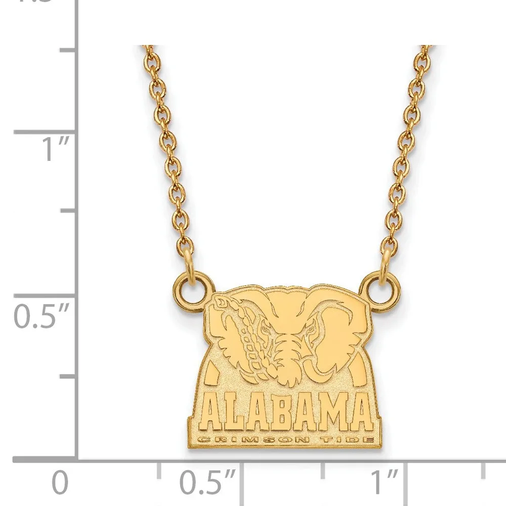 10k Yellow Gold U of Alabama Small Crimson Tide Pendant Necklace