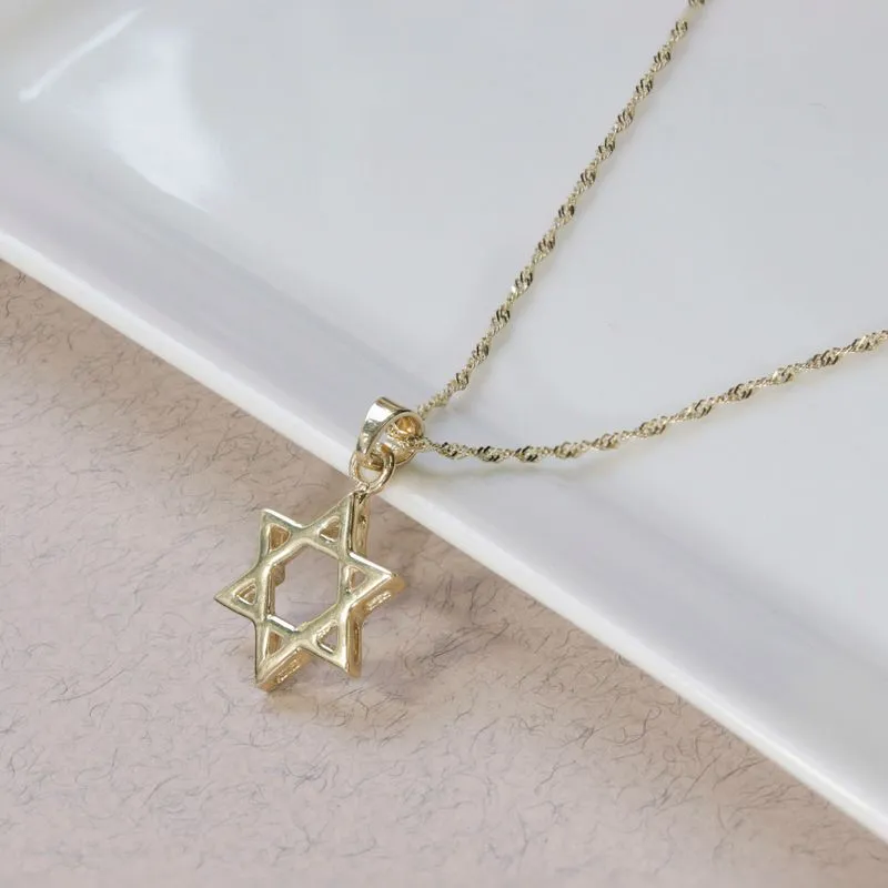 14K Gold Small Star of David Pendant