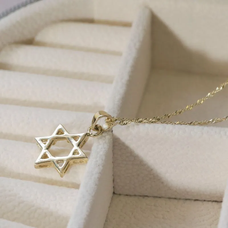 14K Gold Small Star of David Pendant