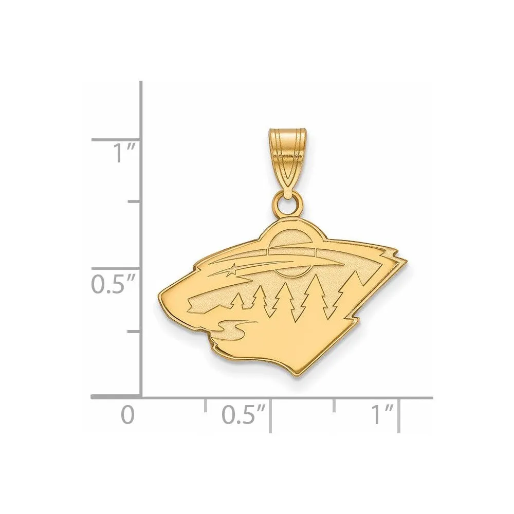 14k Yellow Gold NHL Minnesota Wild Medium Pendant