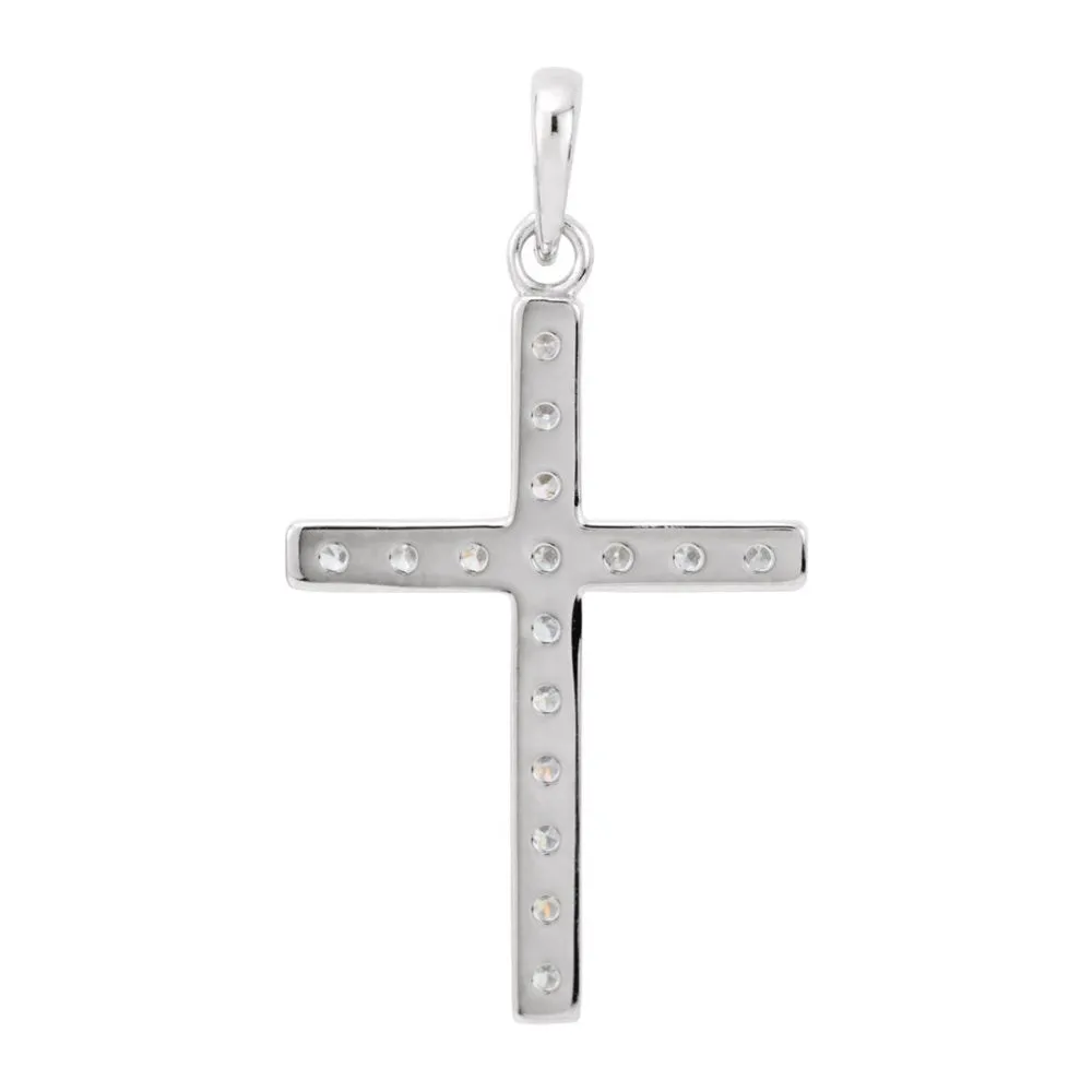 14K Yellow or White Gold 3/4 CTW Diamond Cross Pendant, 18 x 32mm