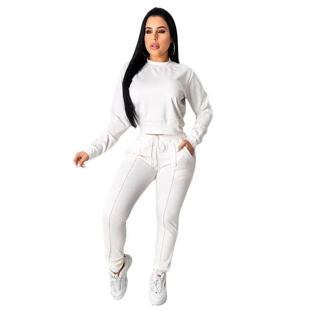 2 Piece Set Crop Top pants Set Sportwear Matching Set Workout sweat suits women jogging