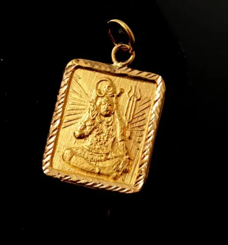 22ct 22k Solid Gold Hindu Religious God Shiv Pendant Diamond Cut p1062 ns