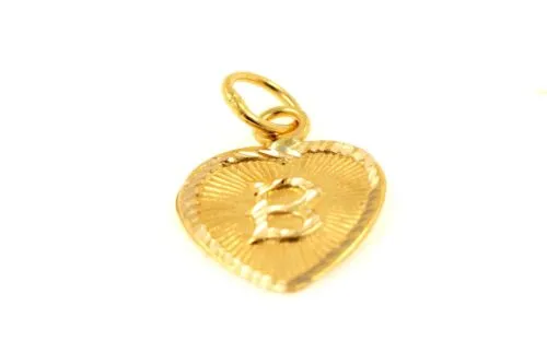 22k 22ct Solid Gold Charm Letter B Pendant Heart Design p1196 ns