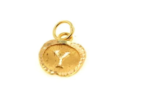 22k 22ct Solid Gold Charm Letter Y Pendant Apple Design p1210 ns