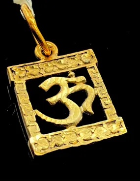 22k 22ct Solid Gold ELEGANT Simple Diamond Cut Religious OM Pendant P1507