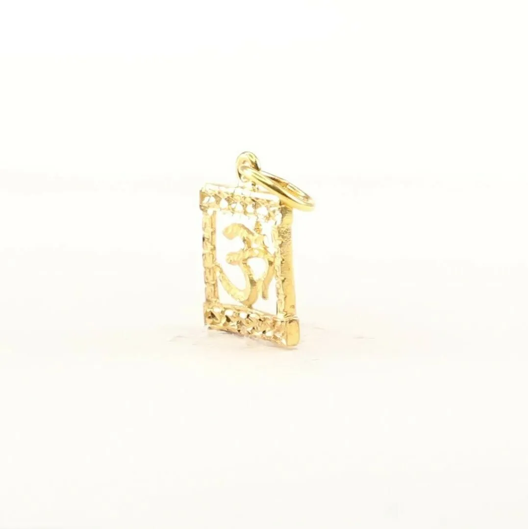 22k 22ct Solid Gold ELEGANT Simple Diamond Cut Religious OM Pendant P1507