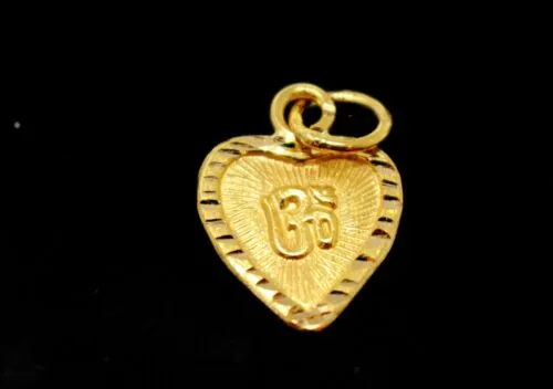 22k 22ct Solid Gold Hindu RELIGIOUS OM Pendant Charm Locket Diamond Cut p974 ns