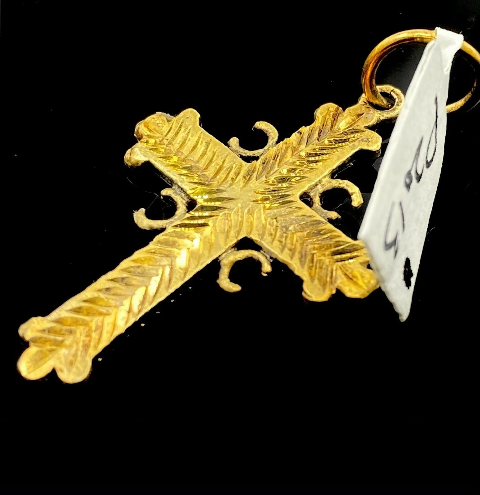 22k Pendant Gold ELEGANT Simple Diamond Cut Jesus Cross Pendant P2013