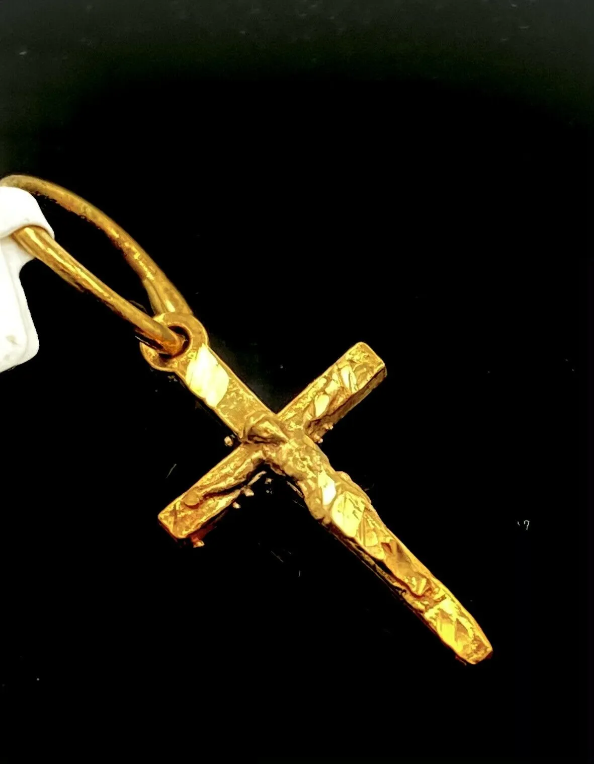 22k Pendant Solid Gold ELEGANT Simple Diamond Cut Jesus Cross Pendant P2195 mon