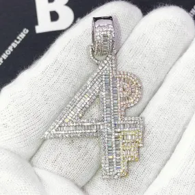 4PF 3 Tone Baguette VVS CZ Iced Out Pendant