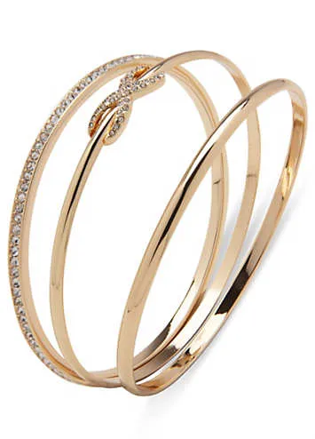 Anne Klein Trio Infinity Knot Bangle in Gold Tone & Crystal | Kaleidoscope