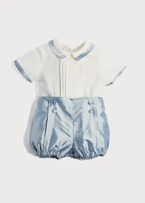 Baby Boy Celebration Blue Silk Bloomers and Linen Shirt Set (12mths-3yrs)