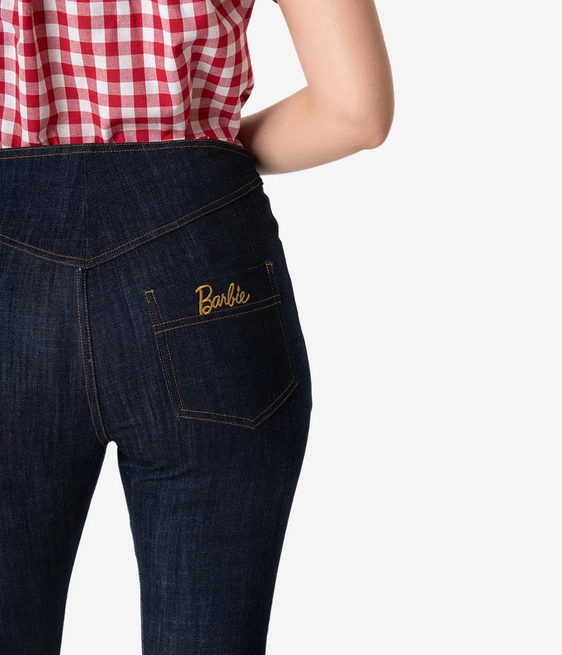 Barbie x Unique Vintage Dark Blue Denim Picnic Capri Pants