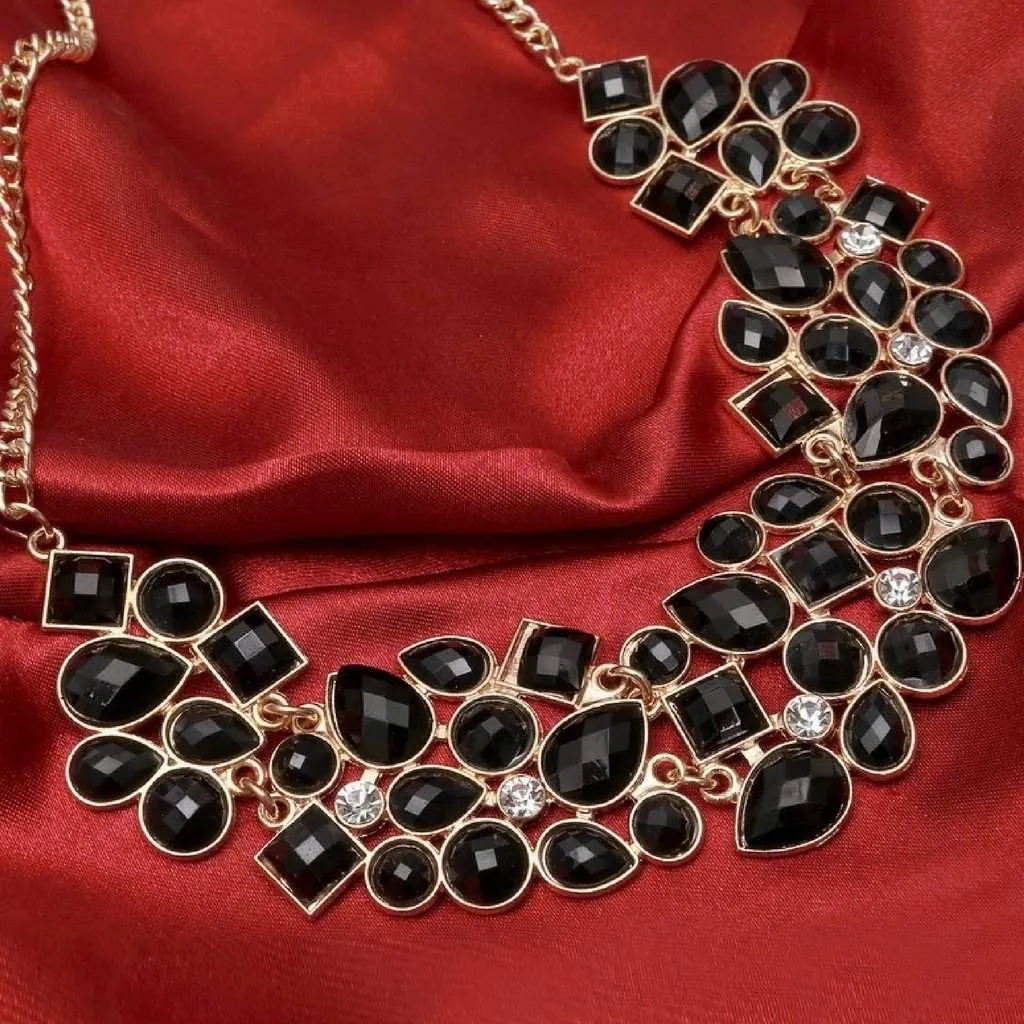 Black and Clear Crystal Collar Necklace