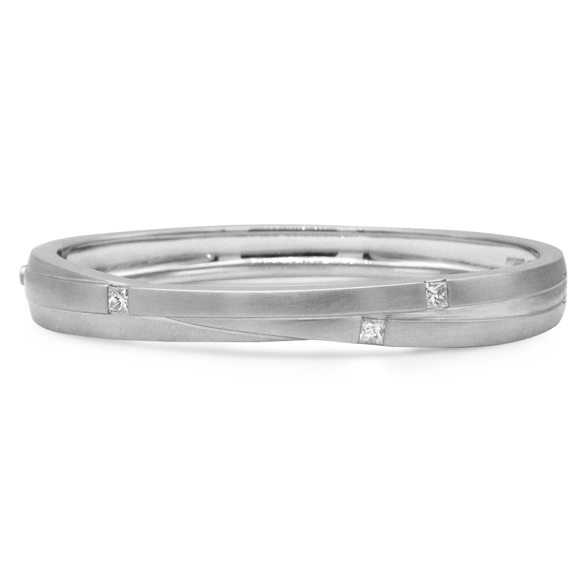 Boodles Princess Cut Diamond Set Hinged Bangle