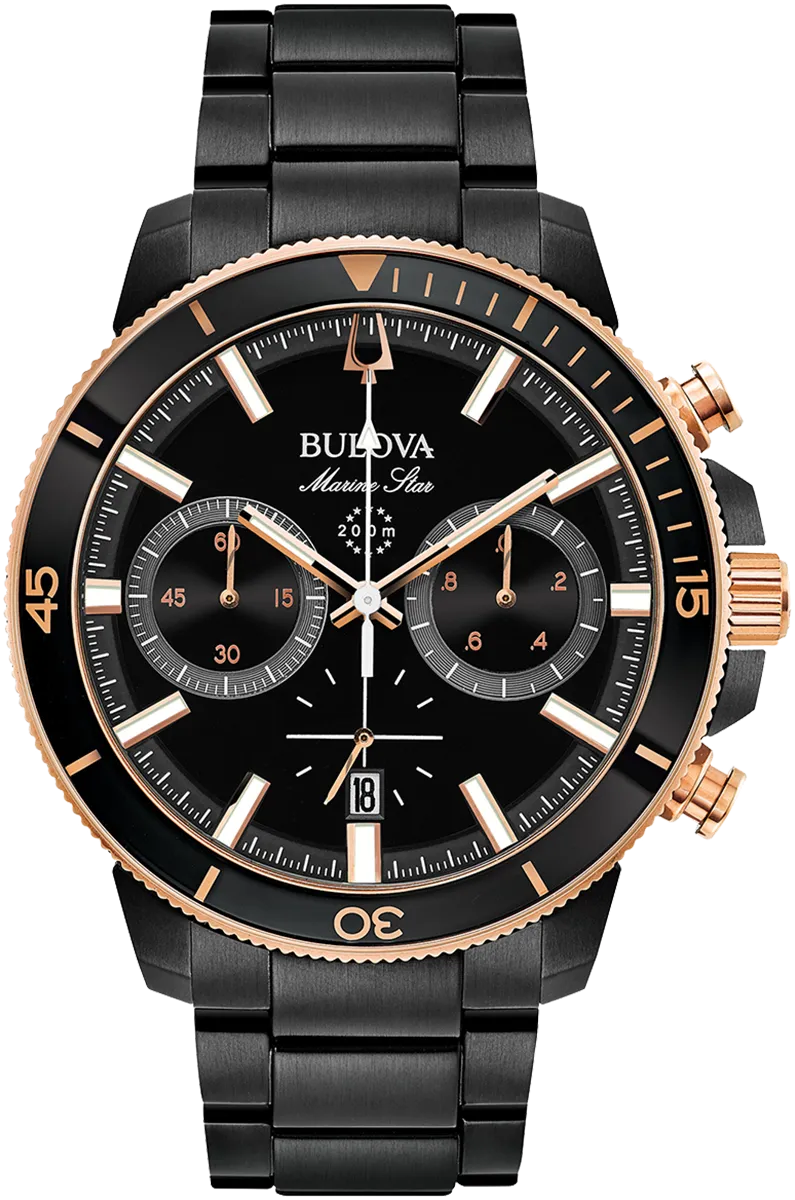 Bulova - Men's Marine Star Black/Rose Gold