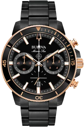 Bulova - Men's Marine Star Black/Rose Gold