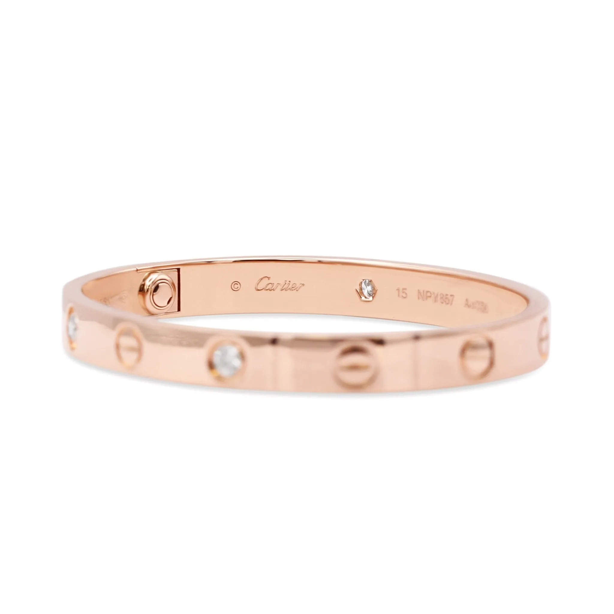 Cartier Diamond Set Love Bangle Size 15 - 18ct Rose Gold