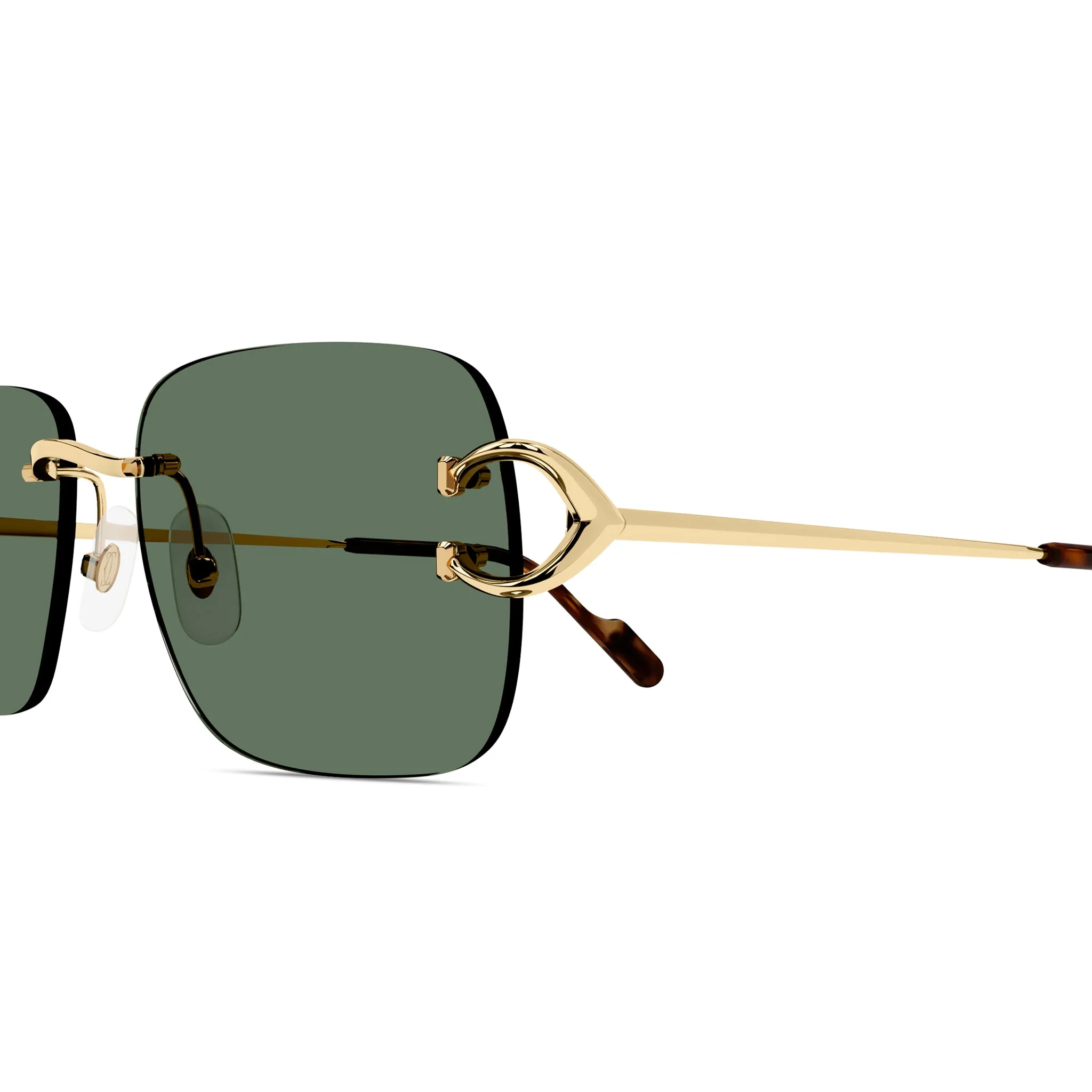 Cartier Eyewear CT0330S-005 C Decor Gold Green Rimless Sunglasses