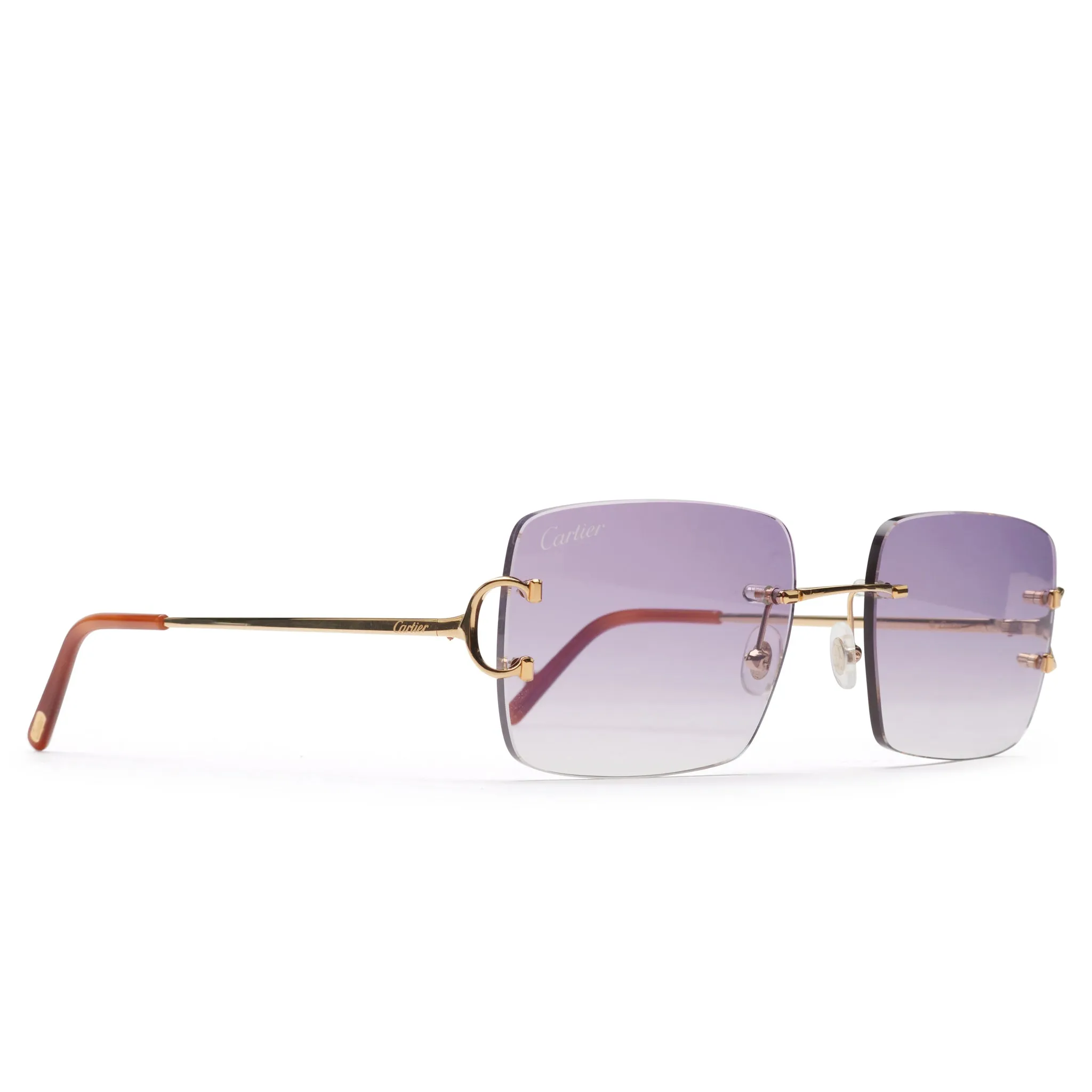 Cartier Eyewear Custom CT00920-001 C Decor Purple Rimless Sunglasses