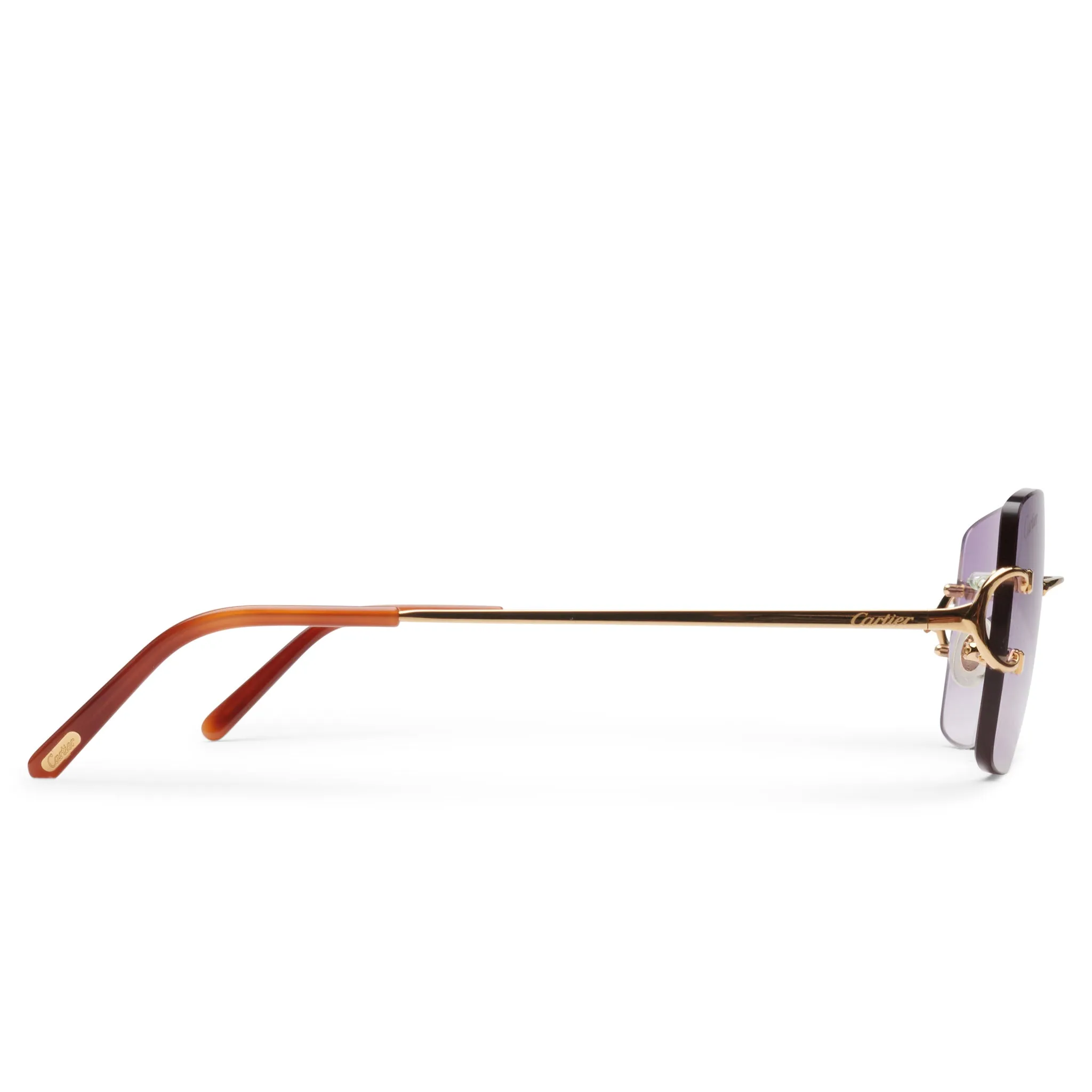 Cartier Eyewear Custom CT00920-001 C Decor Purple Rimless Sunglasses