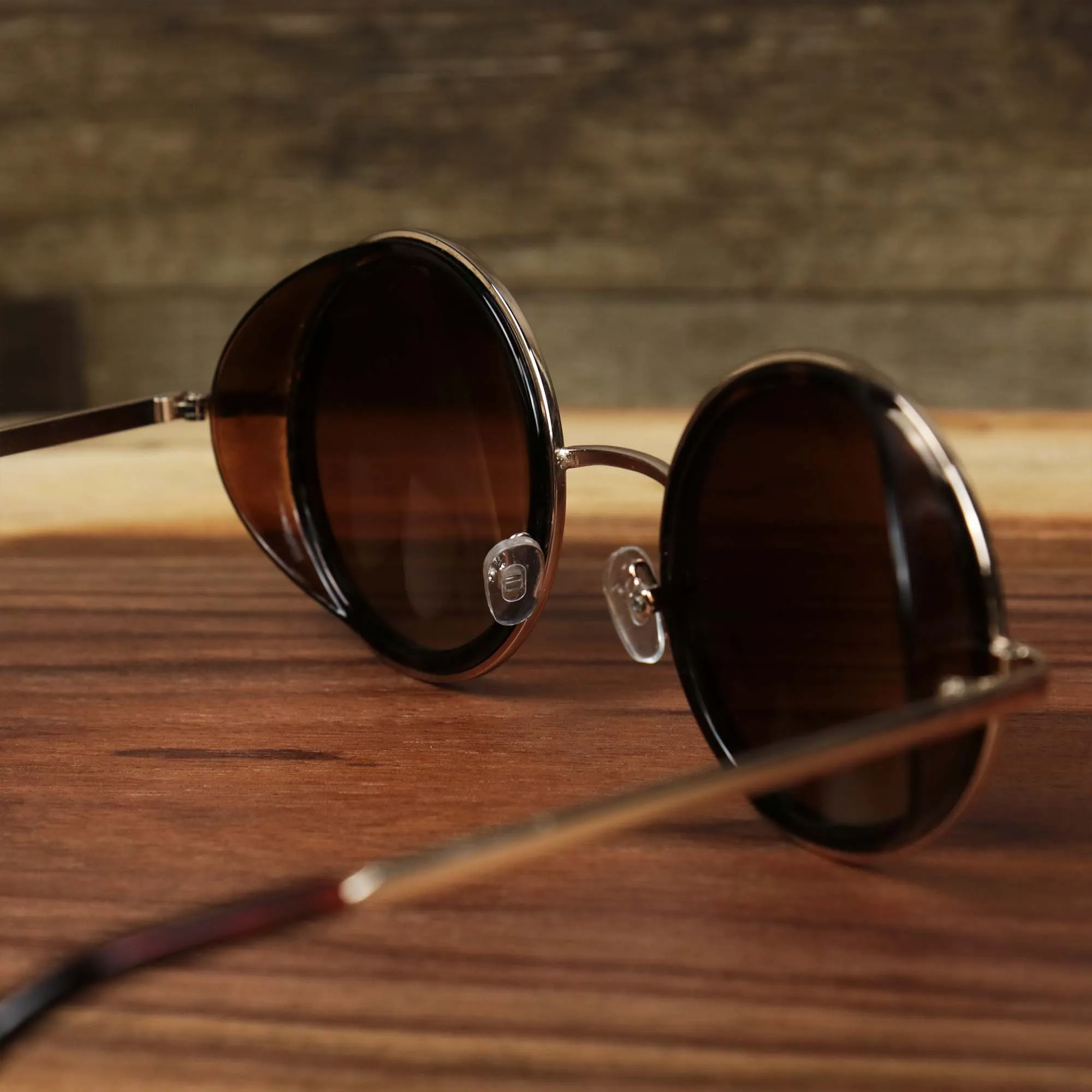 Circle Frame Brown Lens Sunglasses with Tortoise Frame