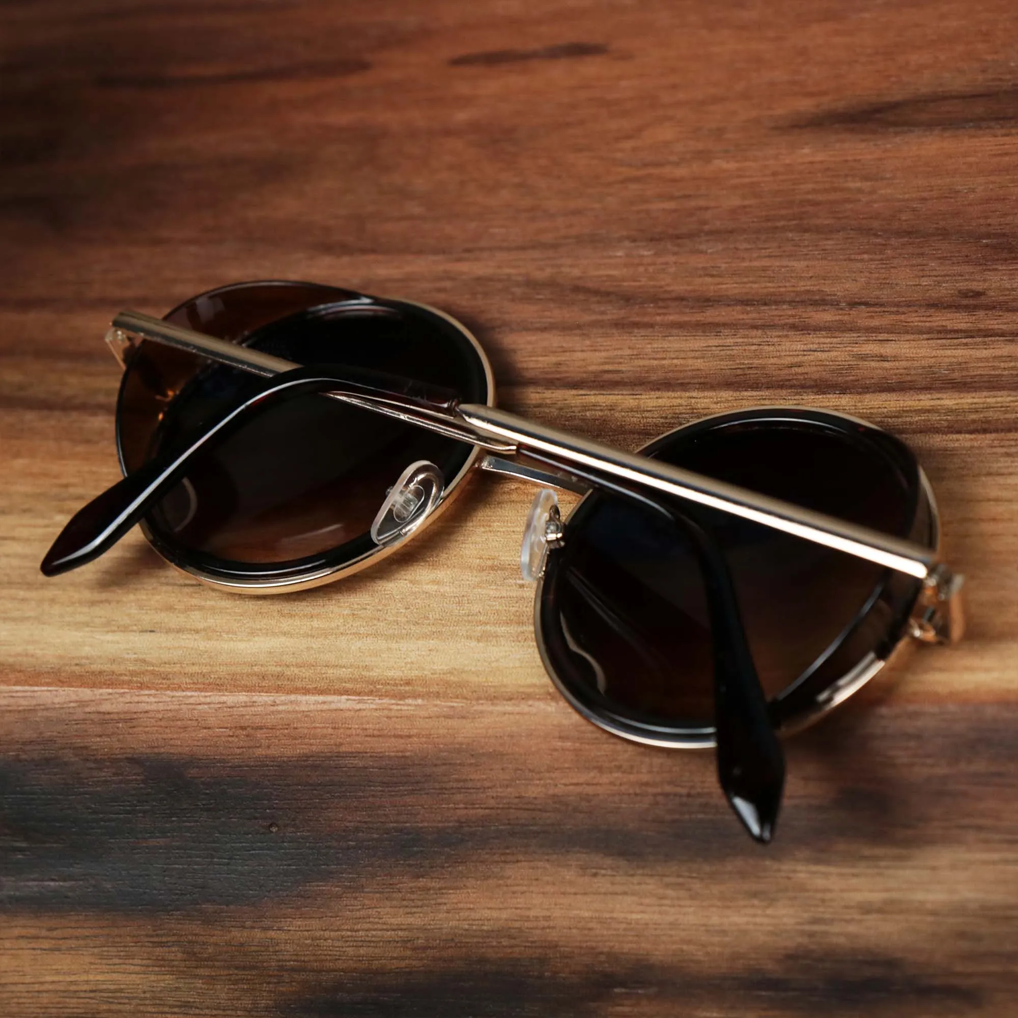 Circle Frame Brown Lens Sunglasses with Tortoise Frame