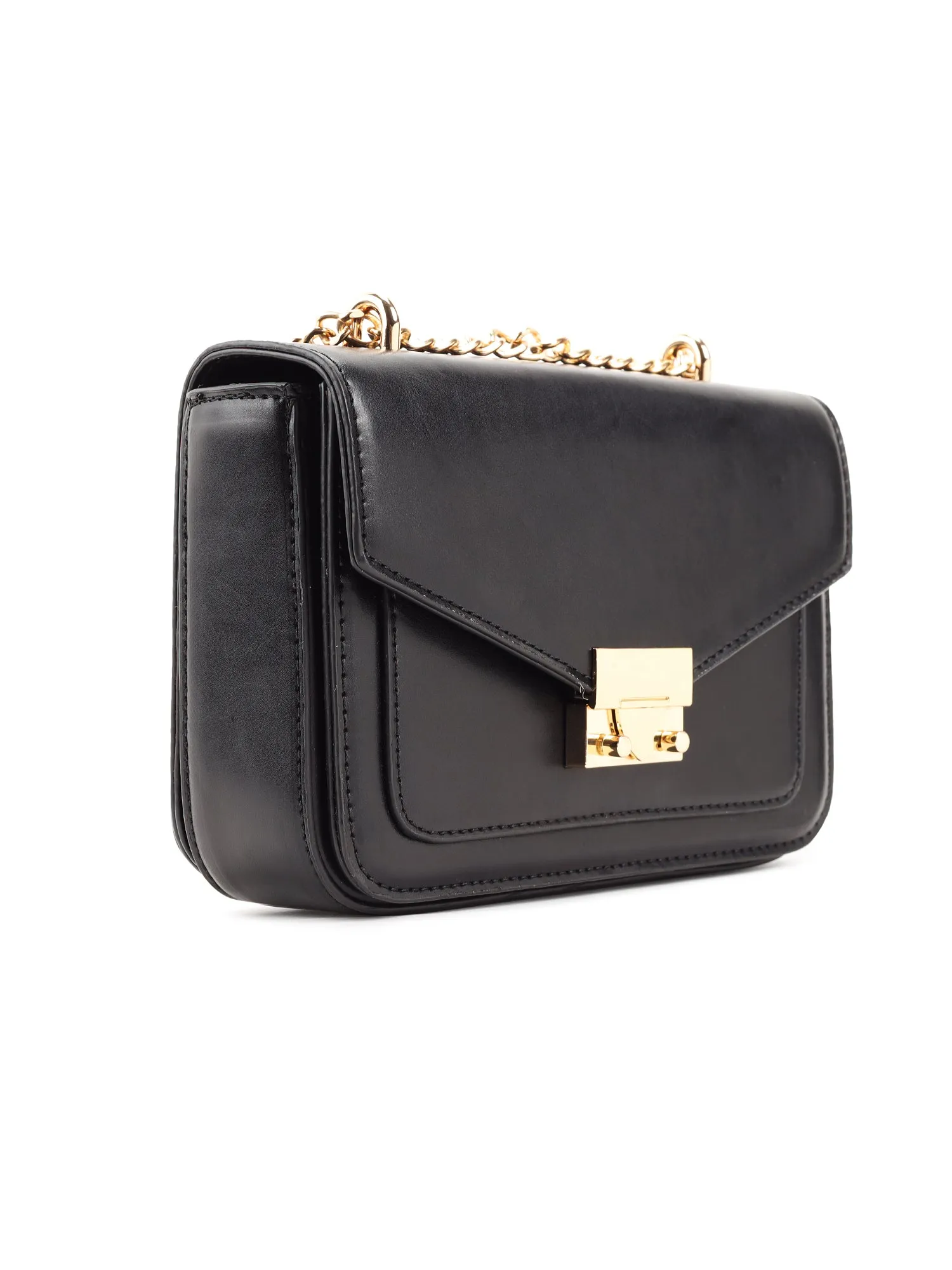 Crossbody Structured Bag With Metal Fittings.