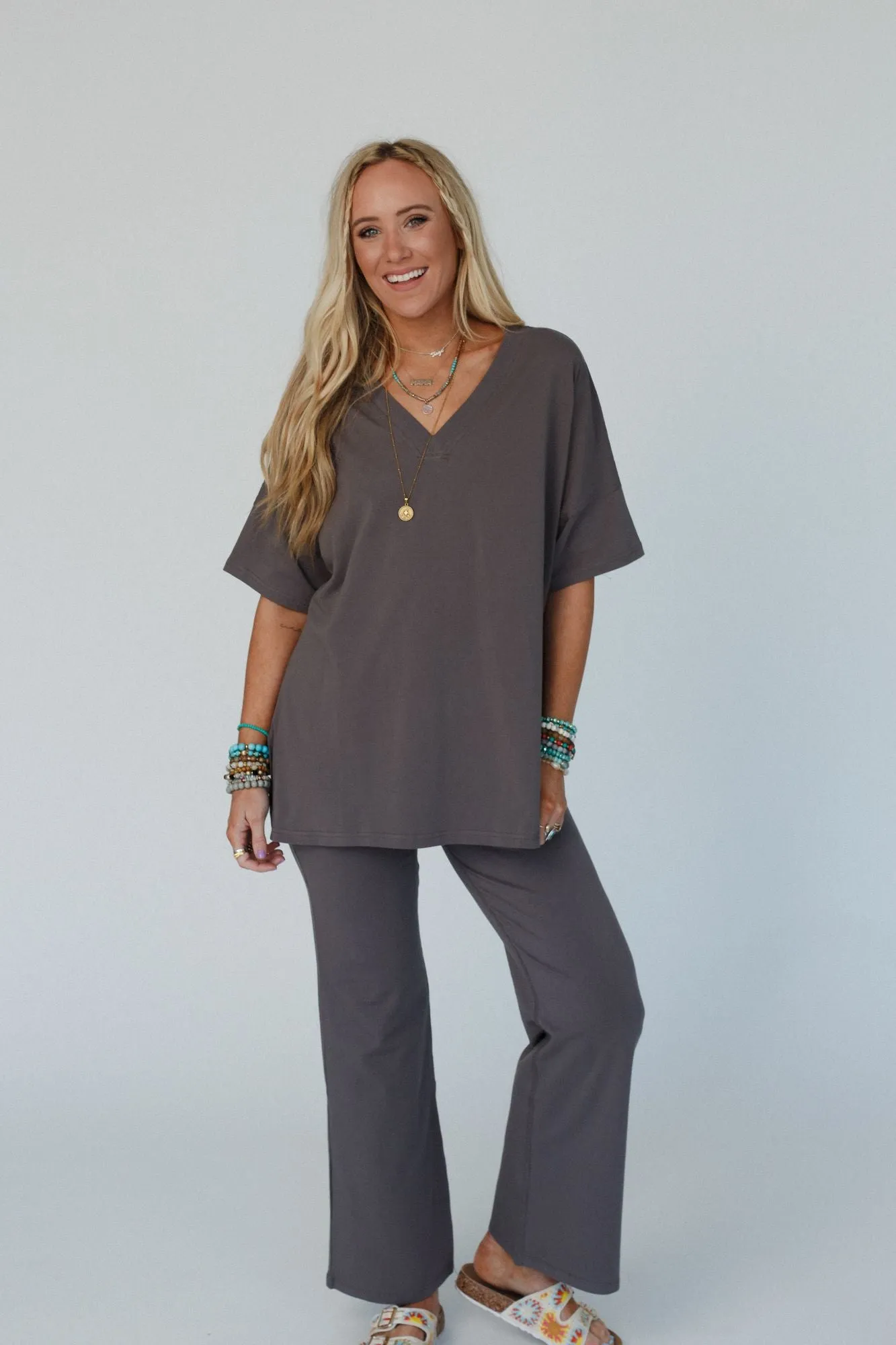 Dawn To Dusk Top And Pants Set - Charcoal