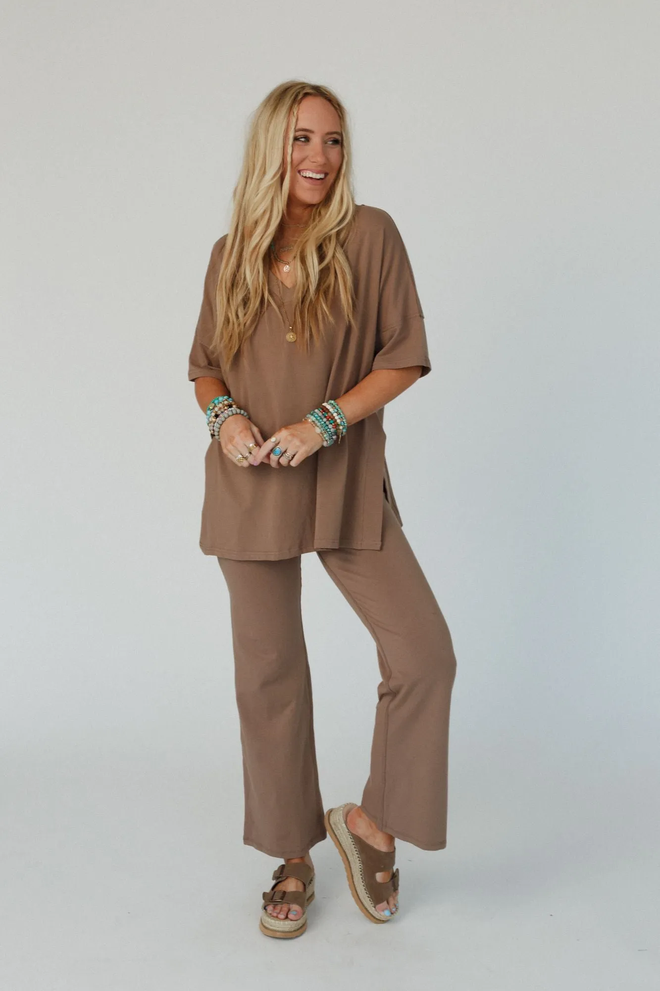 Dawn To Dusk Top And Pants Set - Mocha