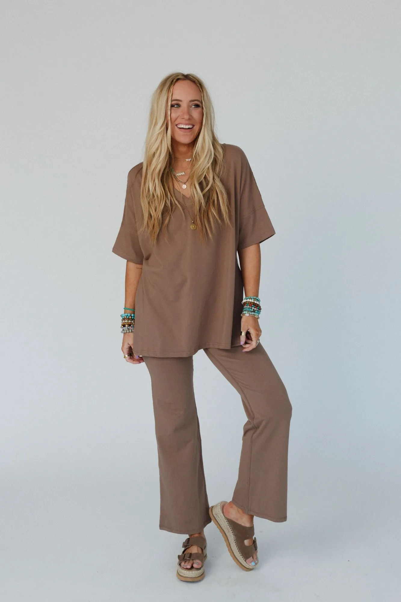 Dawn To Dusk Top And Pants Set - Mocha