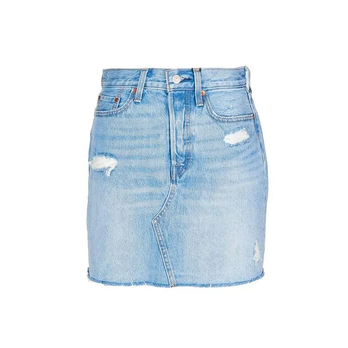 DECONSTRUCTED DENIM SKIRT Woman Light denim