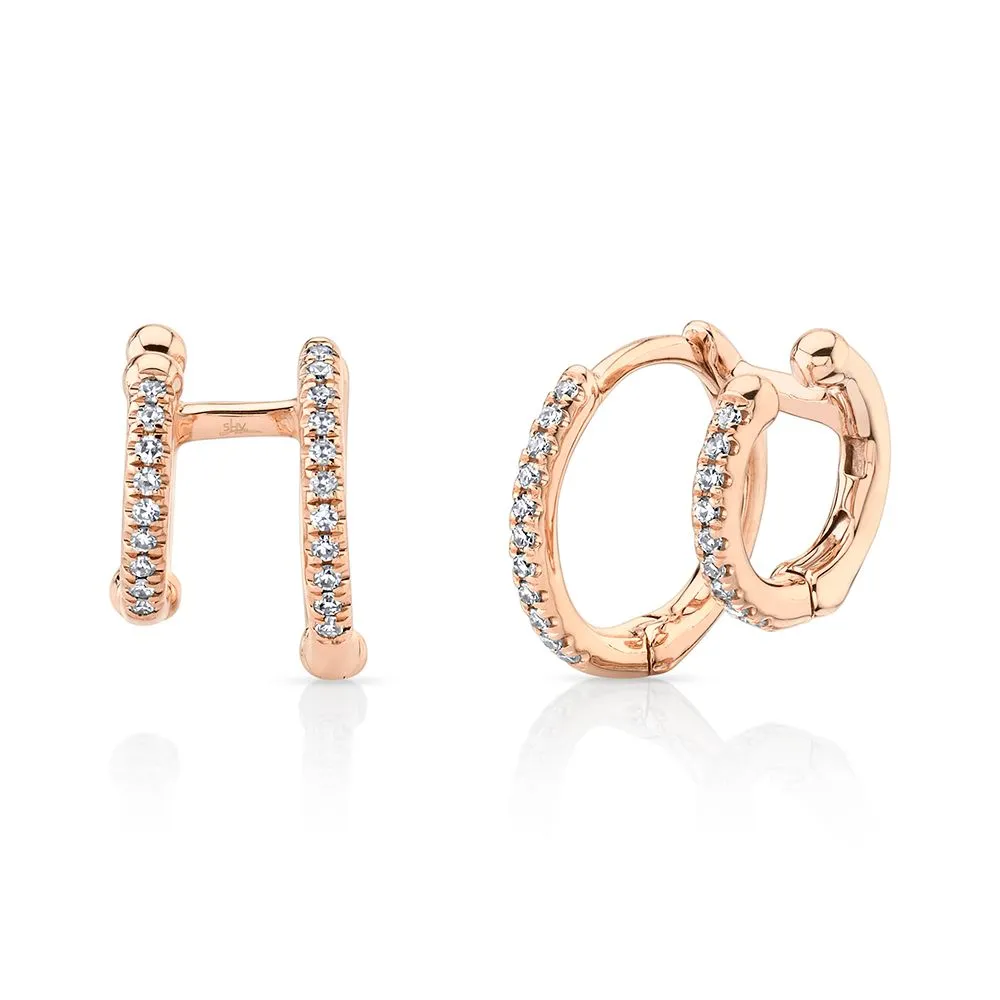 DIAMOND DOUBLE HUGGIE EARRING