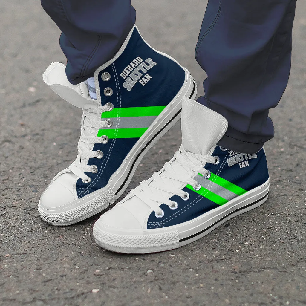 Diehard Seattle Fan Sports  High Top Shoes Navy