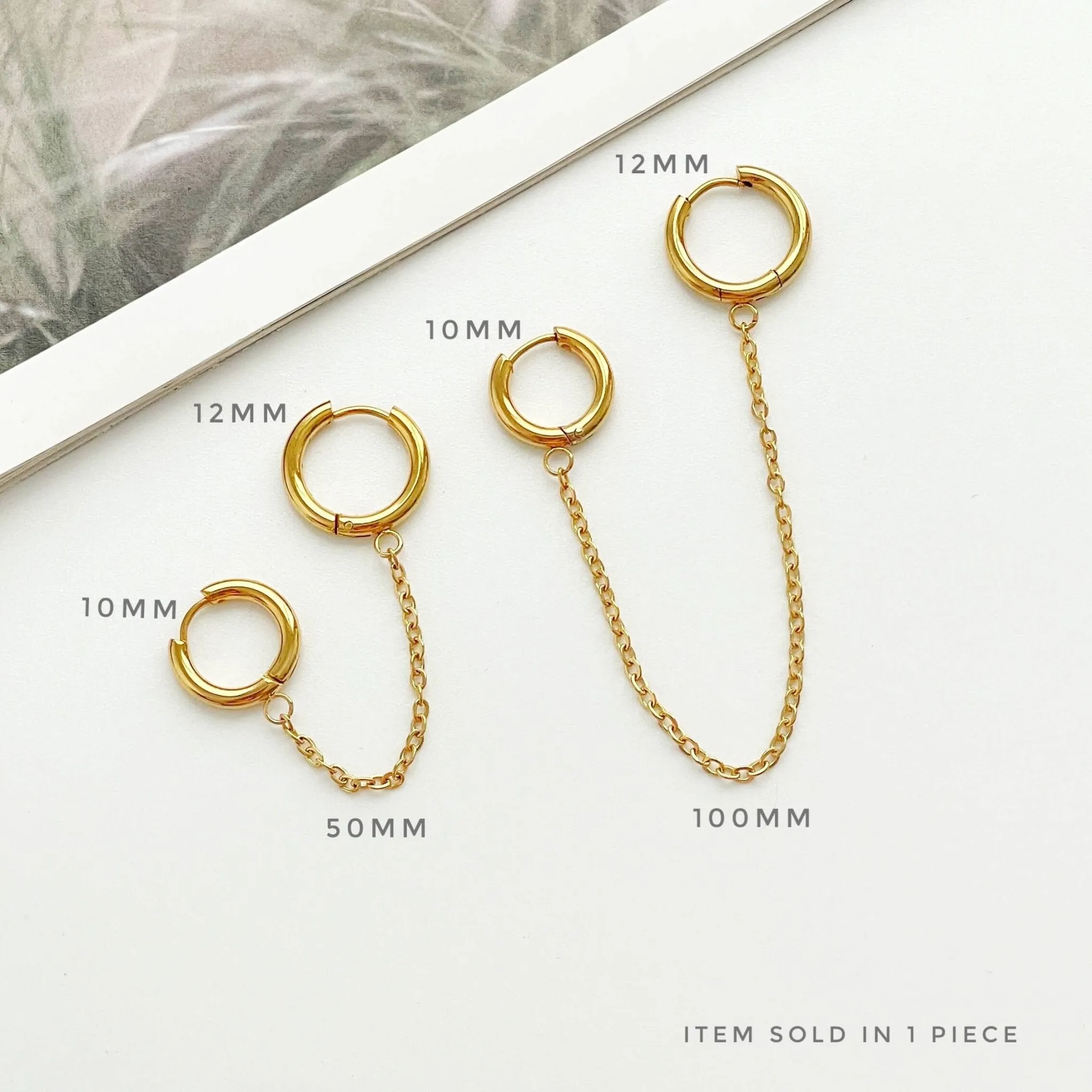 Double Huggie Chain Earring