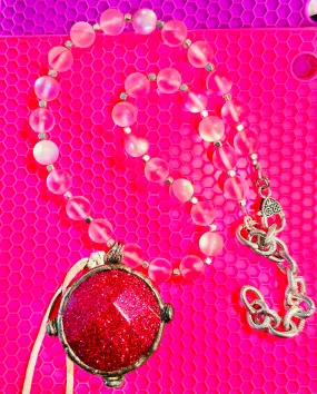 Double Pink Glitter Necklace