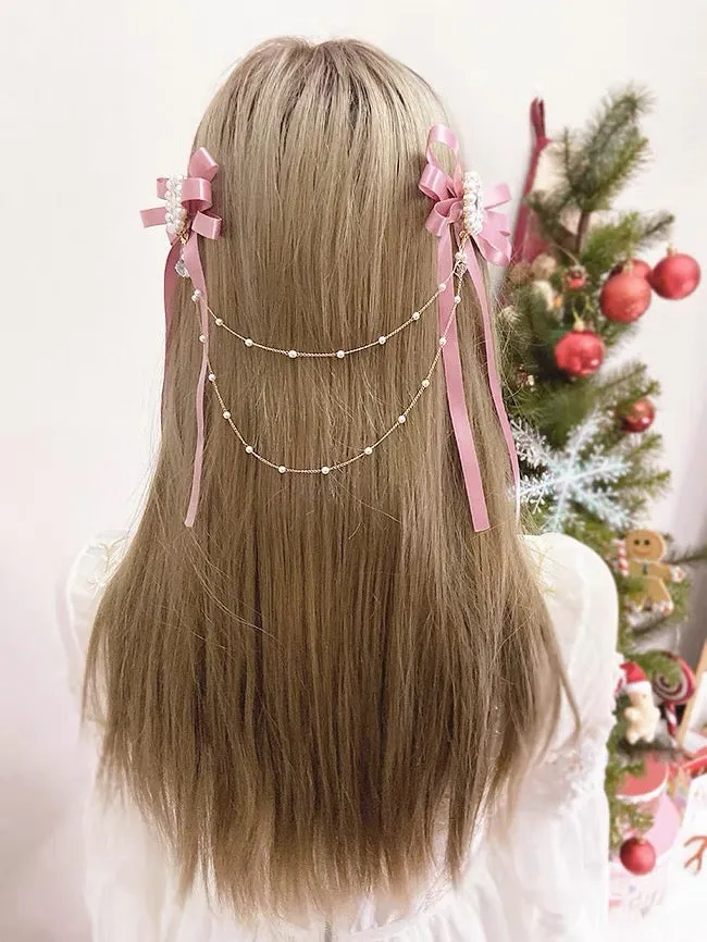 double ribbon hair pin