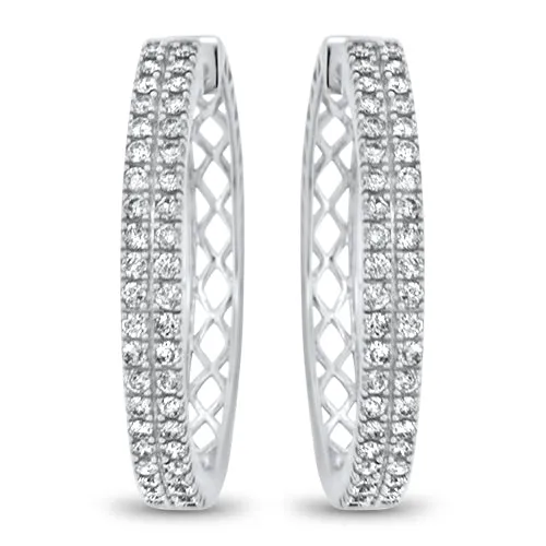 Double Row Diamond Hoops