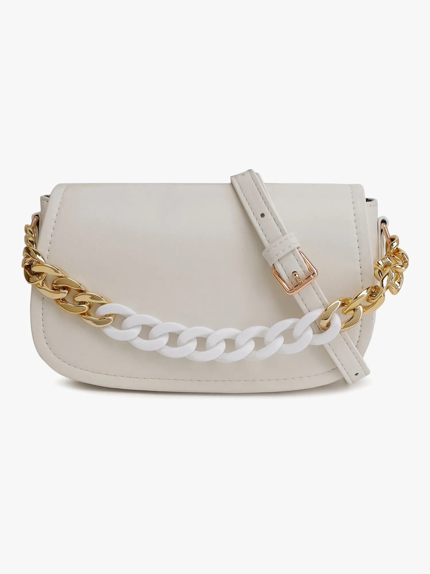 Dual Tone Chunky Chain Sling Bag