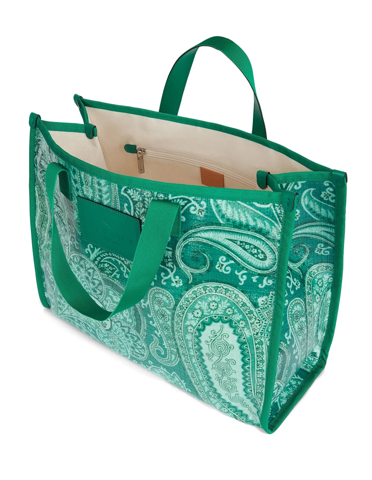 Etro Paisley Printed Logo Patch Tote Bag