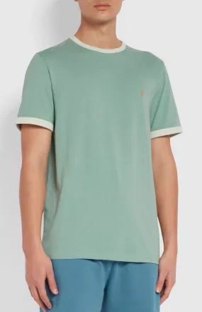 Farah Groves Ringer Crew Neck T-Shirt Jade Green