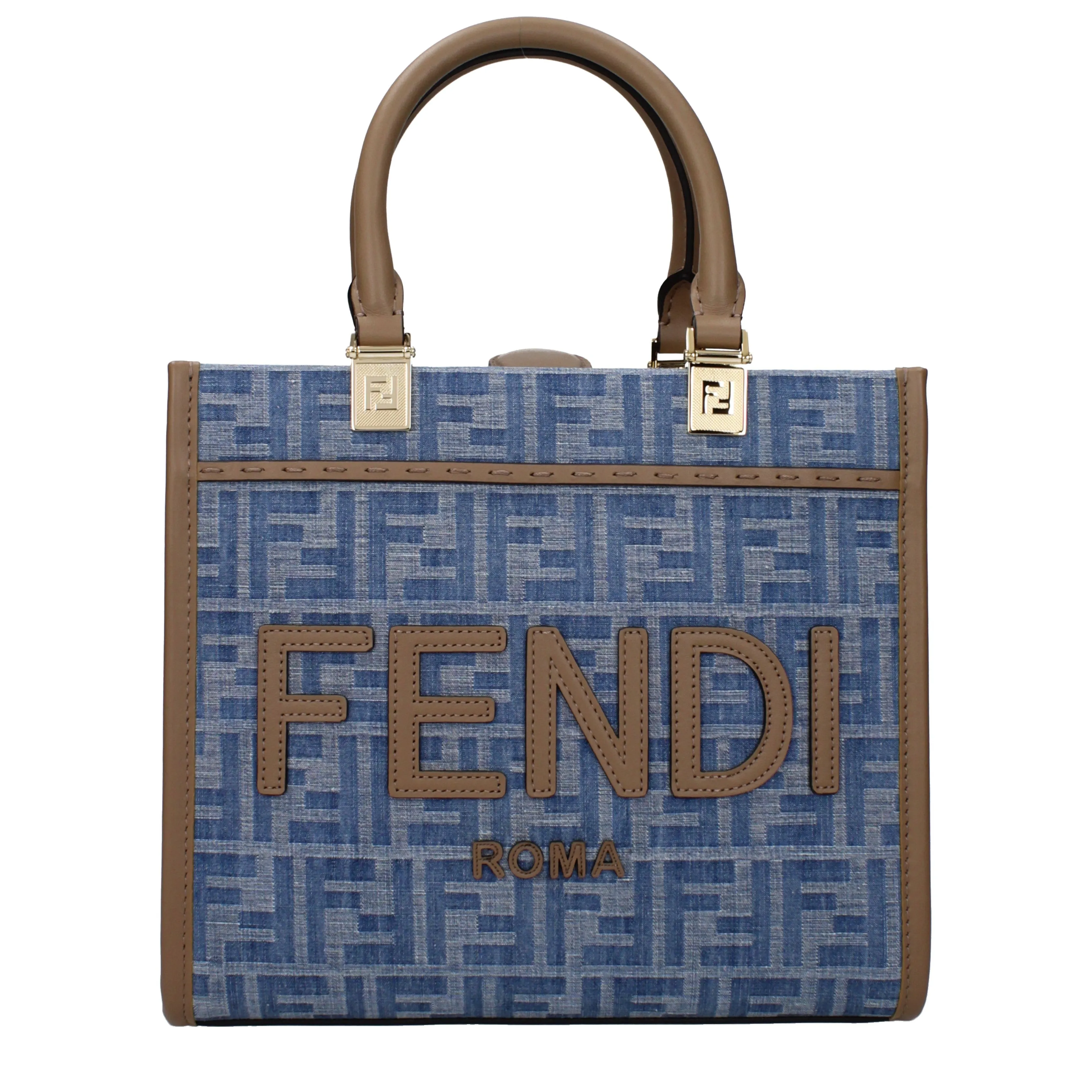 Fendi Hand Bags Sunshine Woman Fabric Blue/Denim