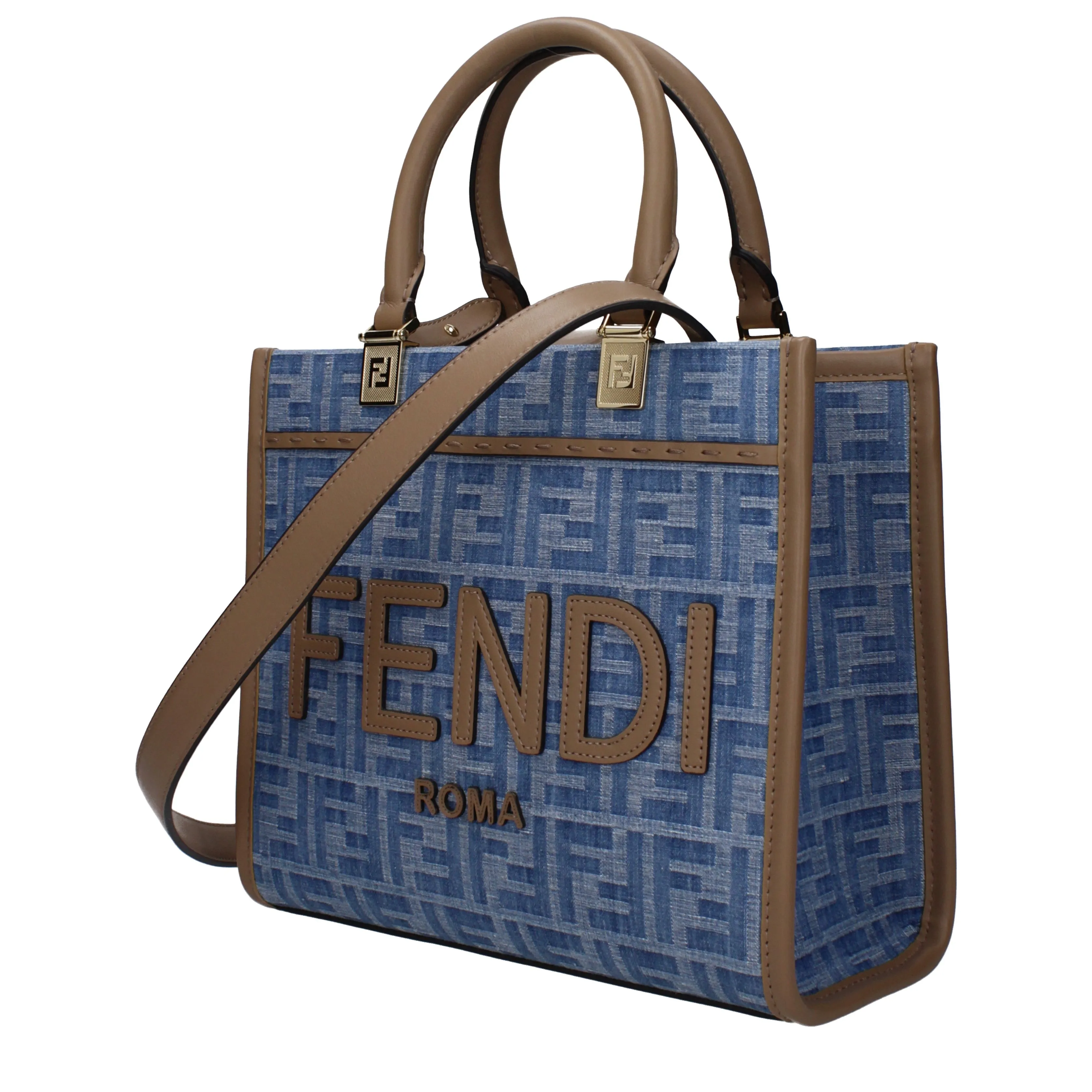 Fendi Hand Bags Sunshine Woman Fabric Blue/Denim