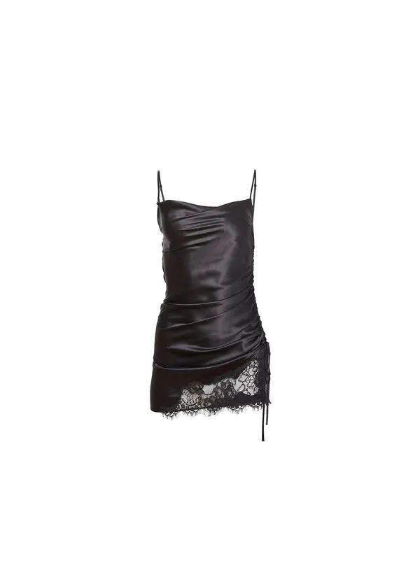 Fleur Du Mal Silk Ruched Dress | Black