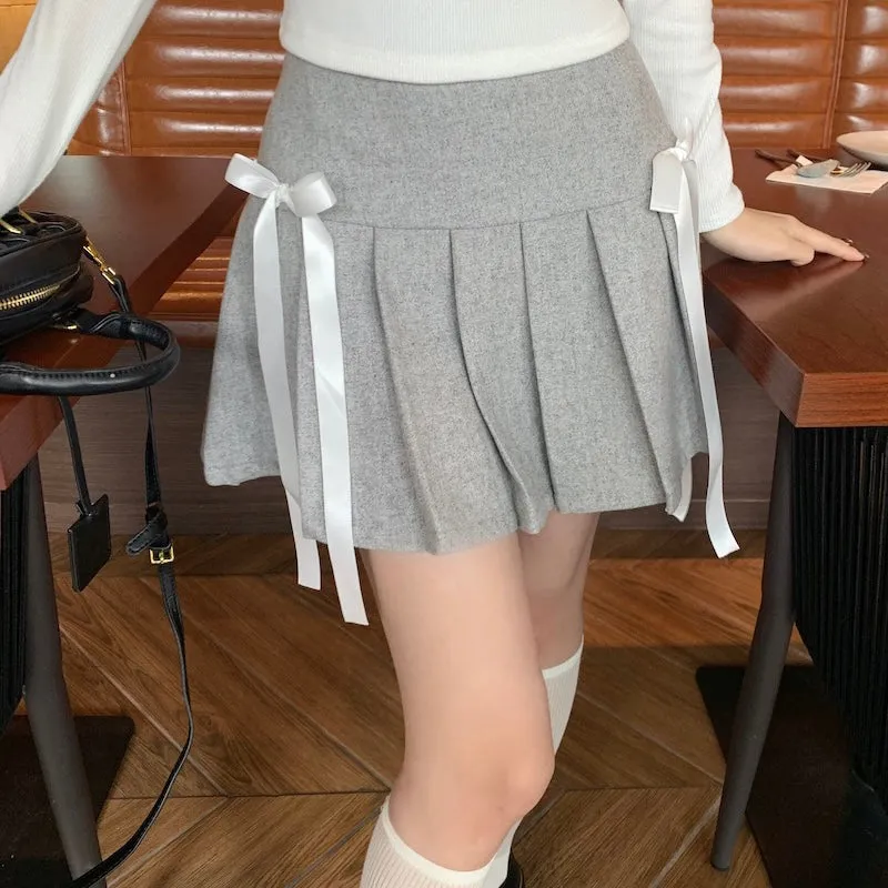 Grey Double Ribbon Skirt