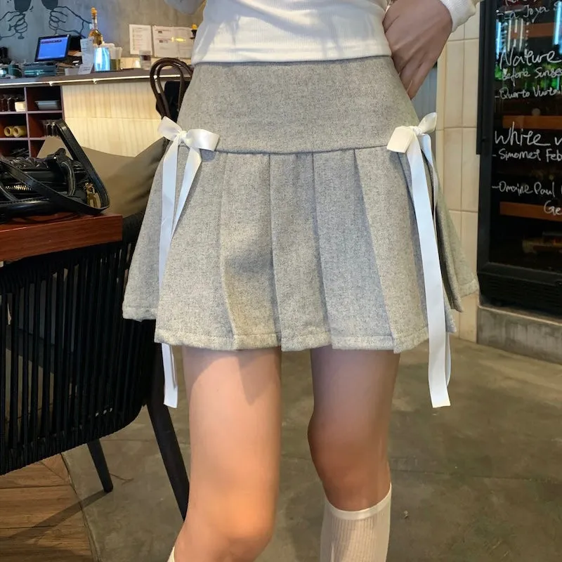 Grey Double Ribbon Skirt